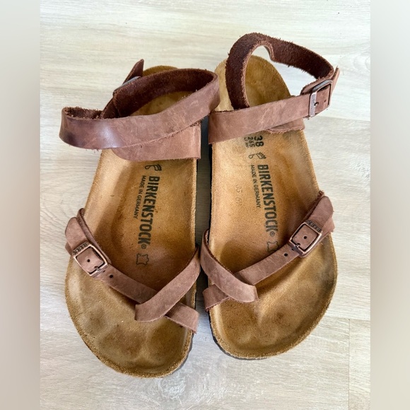 BIRKENSTOCK Yara Oil Leather Ankle Strap Flat Women's Sandals EU 38/US 7- Habana - Picture 2 of 8